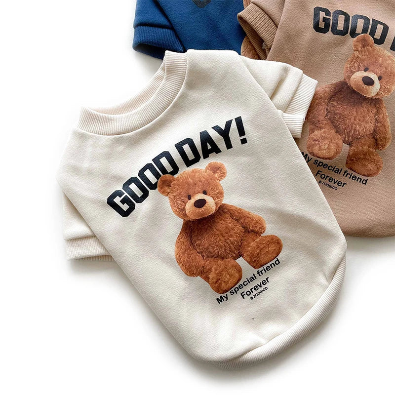 Pet Dogs Clothes Bear Pattern Dogs Winter Cute Costume Pet Shirt Puppy Clothes Pet Vest Pet Clothes Dog Sport Shirt XS-XXL